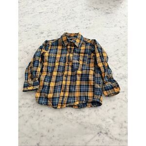 Carter’s long sleeve button down plaid yellow blue boys sz 2T